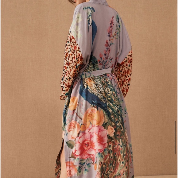 881. Bohemian Purple Beach Maxi Kimono Peacock Bohemian Waterfall Gypsy Resort - Picture 2 of 5